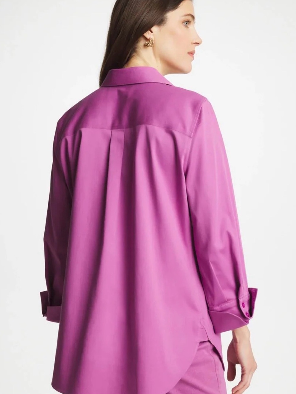 Chico’s No Iron Women’s Fuchsia Button-Up Blouse - Classic Collared Top Size 14 - Picture 11 of 11